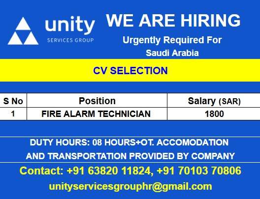 Urgently Required For Saudi Arabia