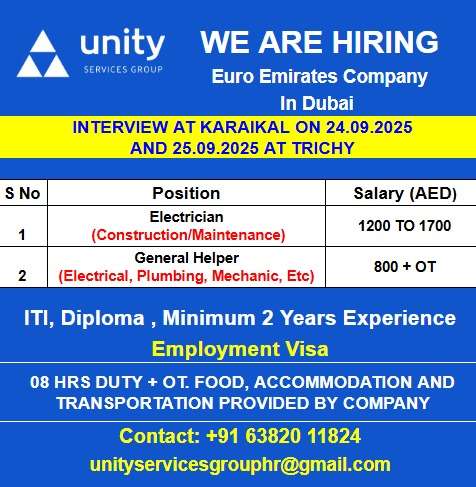 WE ARE HIRING FOR EURO EMIRATES COMPANY IN DUBAI