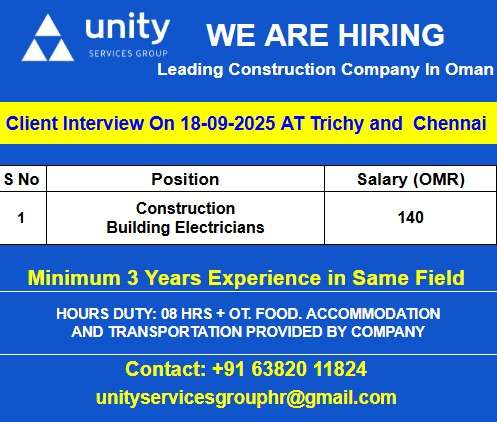 We Are Hiring For Leading Construction Company In Oman