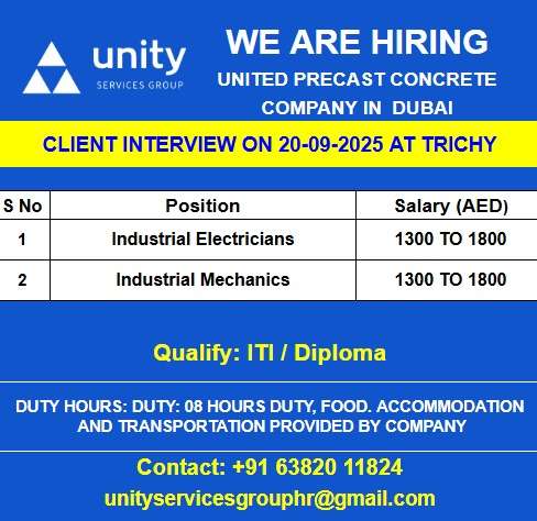 WE ARE HIRING FOR UNITED PRECAST CONCRETE COMPANY IN DUBAI