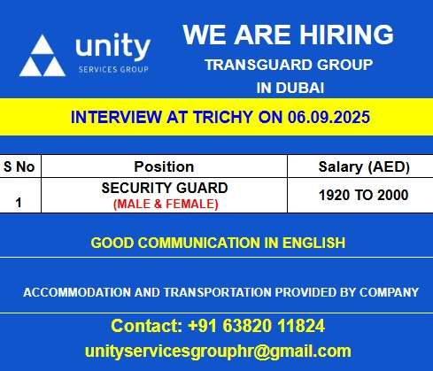 WE ARE HIRING FOR TRANSGUARD GROUP IN DUBAI