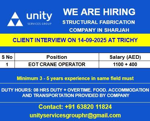 WE ARE HIRING FOR STRUCTURAL FABRICATIONCOMPANY IN SHARJAH