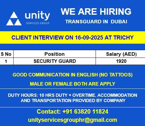 WE ARE HIRING FOR TRANSGUARD IN DUBAI – SECURITY GUARD JOBS