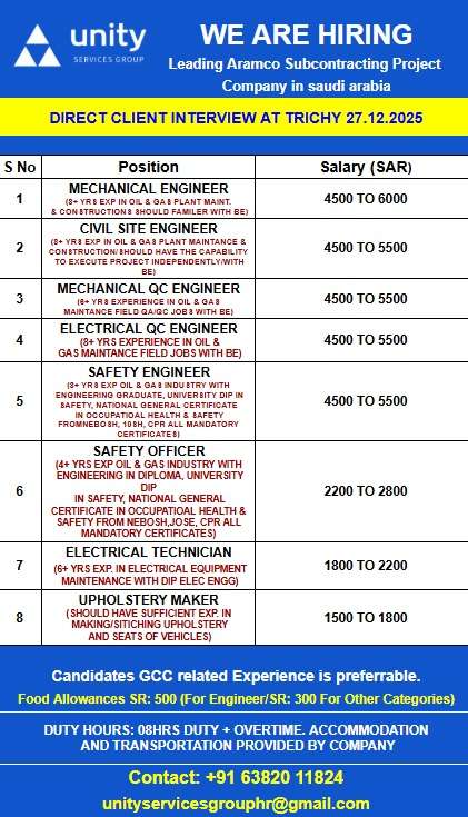 We Are Hiring Leading Aramco Subcontracting Project Company in saudi arabia