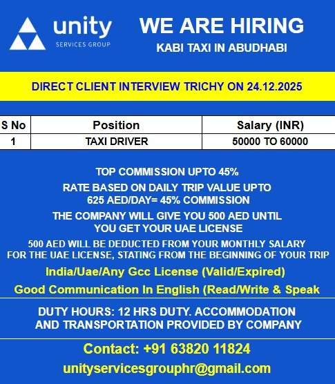 WE ARE HIRING KABI TAXI IN ABUDHABI