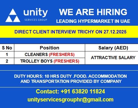 WE ARE HIRING FOR LEADING HYPERMARKET IN UAE