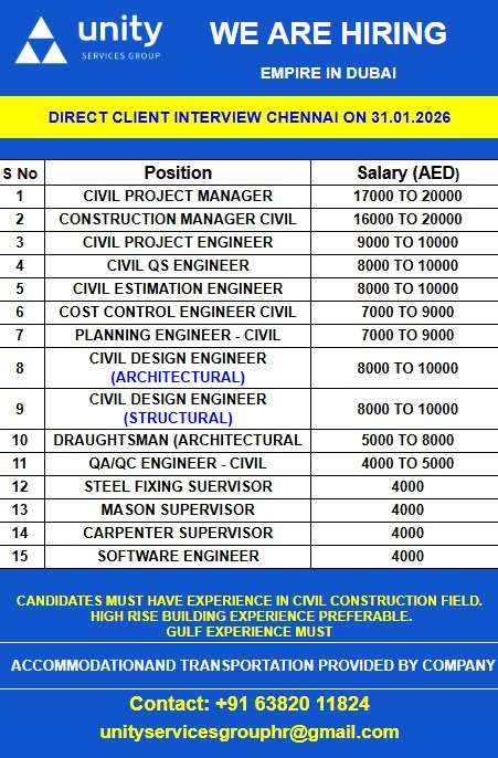WE ARE HIRING FOR EMPIRE IN DUBAI