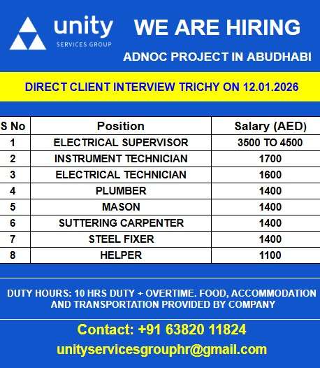 WE ARE HIRING ADNOC PROJECT IN ABUDHABI