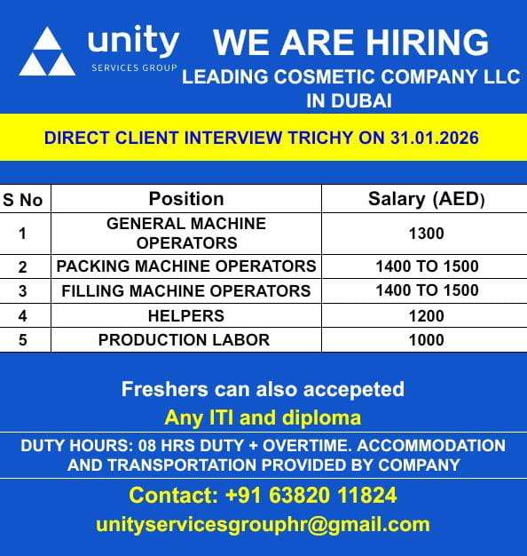 WE ARE HIRING LEADING COSMETIC COMPANY LLC IN DUBAI