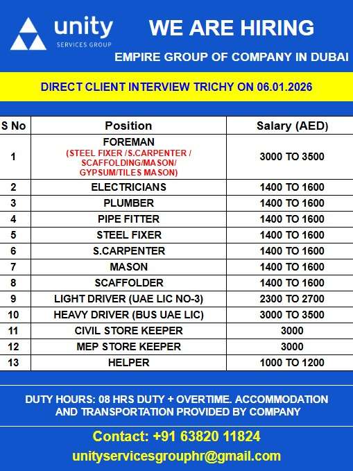WE ARE HIRING SERVICES GROUP EMPIRE GROUP OF COMPANY IN DUBAI