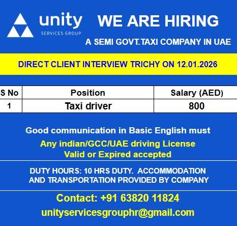 WE ARE HIRING A SEMI GOVT.TAXI COMPANY IN UAE