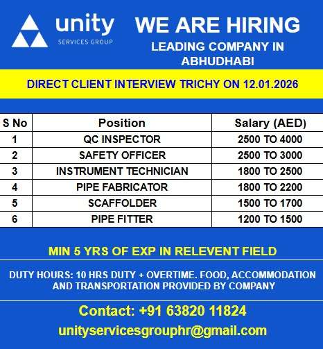 WE ARE HIRING A LEADING COMPANY IN ABHUDHABI