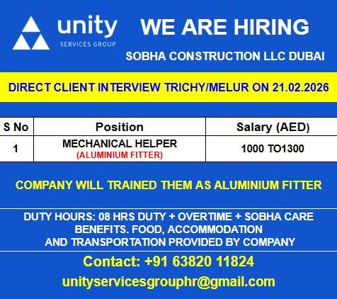 WE ARE HIRING SOBHA CONSTRUCTION LLC DUBAI
