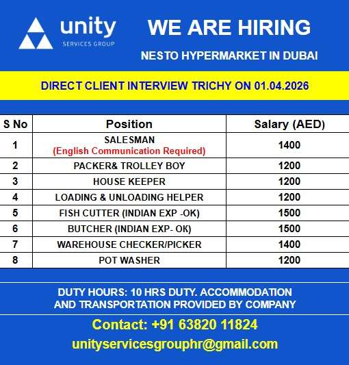 WE ARE HIRING NESTO HYPERMARKET IN DUBAI