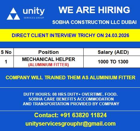 WE ARE HIRING SOBHA CONSTRUCTION LLC DUBAI