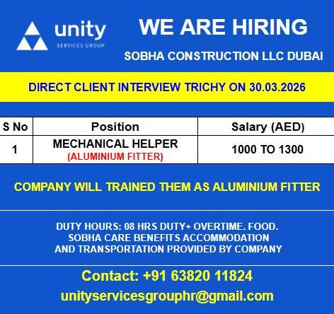 WE ARE HIRING SOBHA CONSTRUCTION LLC DUBAI