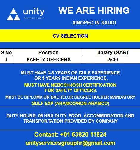 WE ARE HIRING SINOPEC IN SAUDI