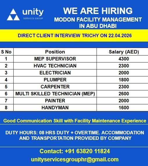 WE ARE HIRING MODON FACILITY MANAGEMENT IN ABU DHABI