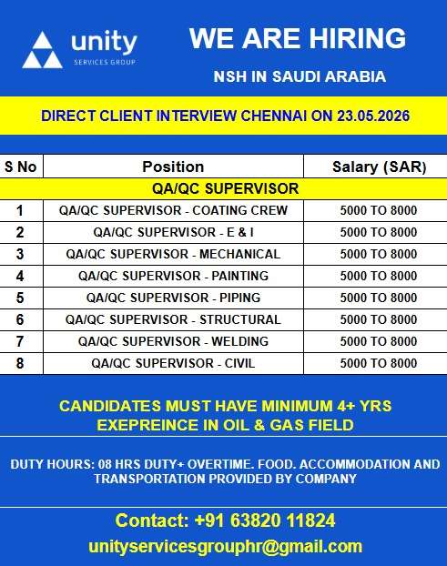 WE ARE HIRING NSH COMPANY IN SAUDI ARABIA