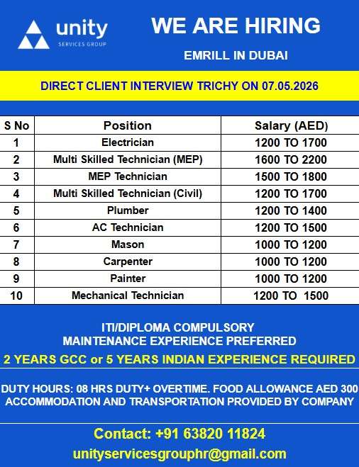 WE ARE HIRING EMRILL IN DUBAI