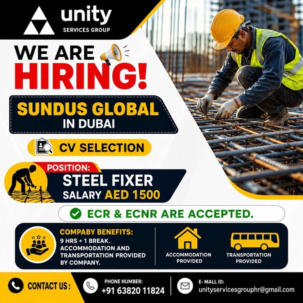 Unity Services Group Dubai Steel Fixer Jobs 2026