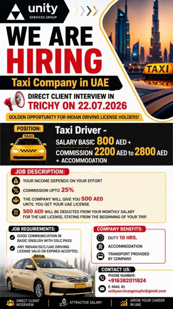 UAE Taxi Driver Jobs 2026