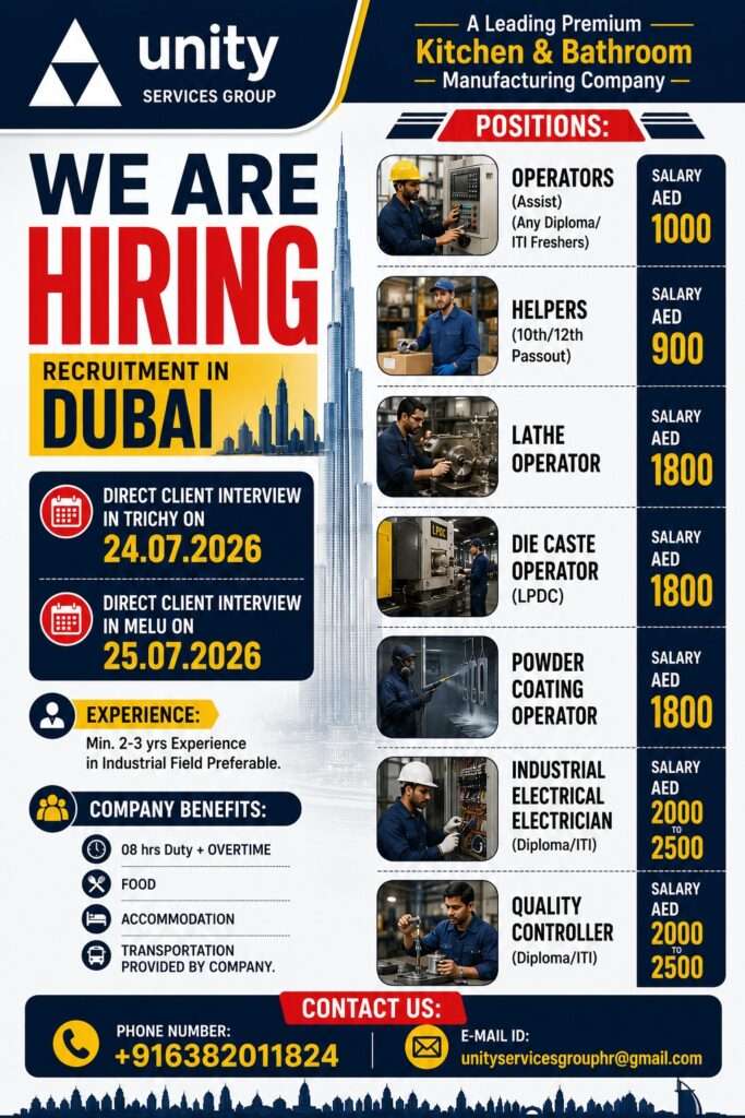 Leading Premium Kitchen & Bathroom Manufacturing Company Dubai Jobs 2026