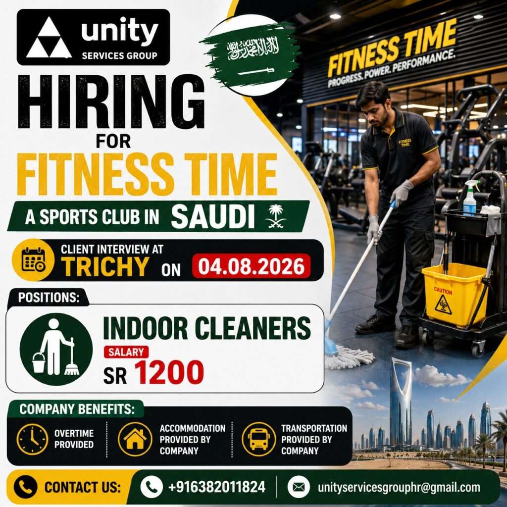 Unity Services Group Indoor Cleaner Jobs in Saudi Arabia