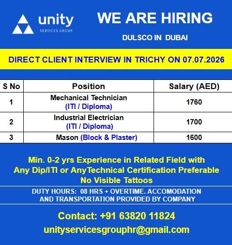 Dubai Jobs for ITI Diploma Holders | Dulsco Hiring 2026
