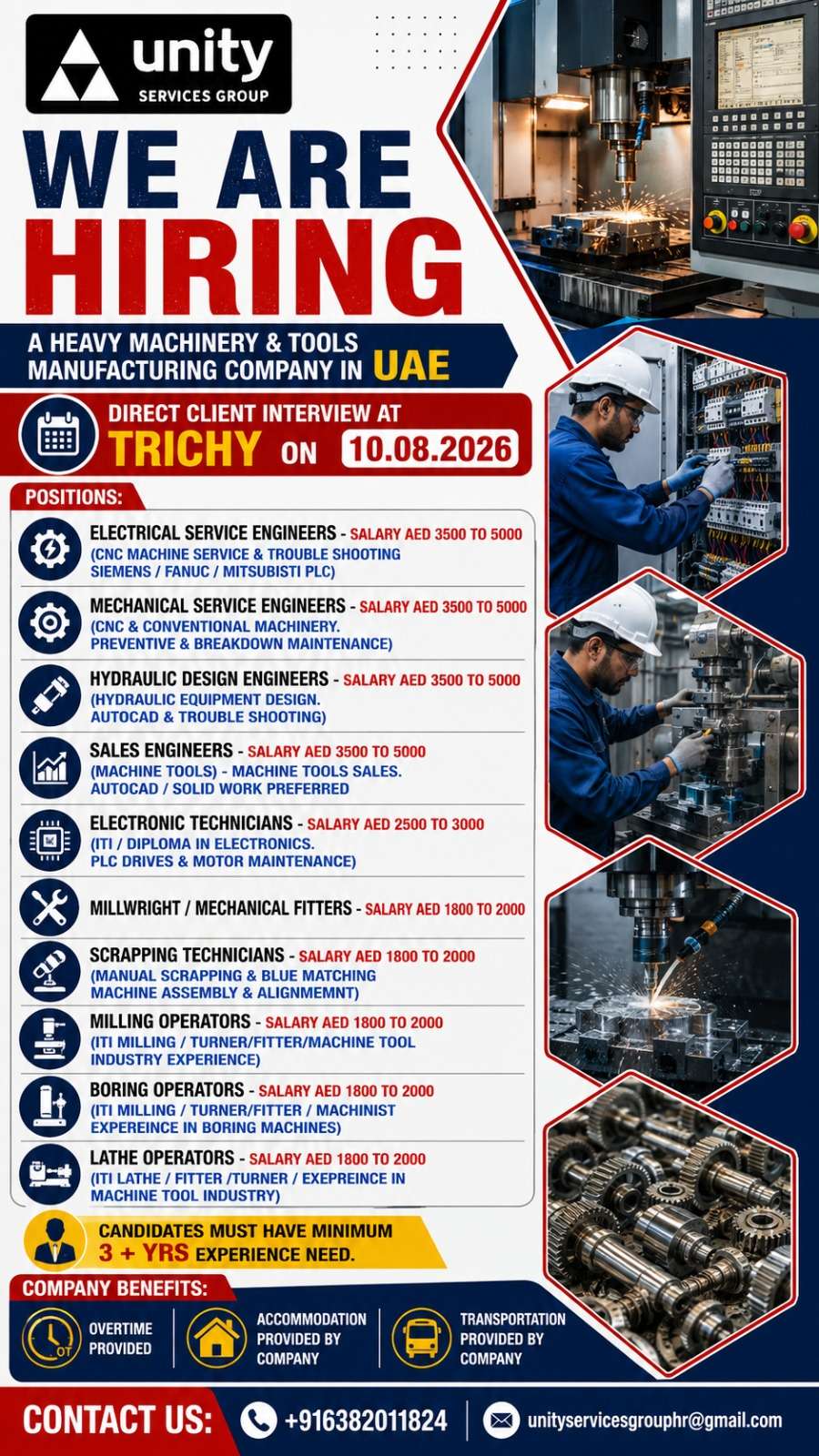 UAE Heavy Machinery Jobs | Trichy Interview on 10 Aug 2026