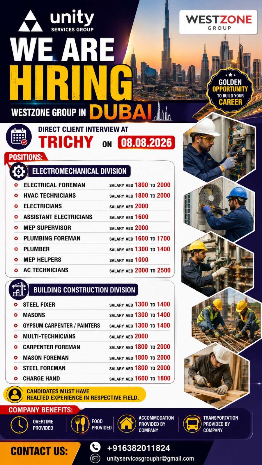Westzone Group Dubai Jobs 2026 | Direct Client Interview in Trichy – 08 Aug 2026