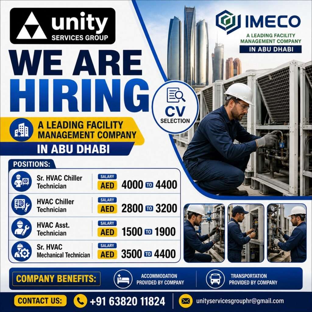 IMECO Abu Dhabi Hiring – HVAC Chiller Technician Jobs