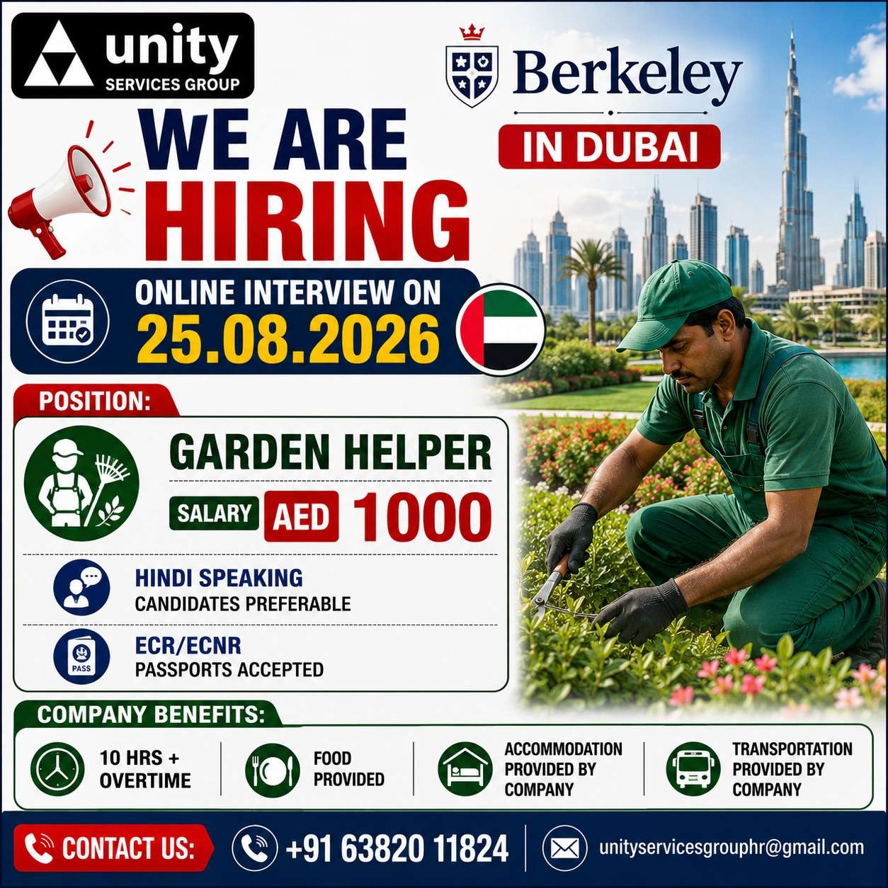 Garden Helper Jobs in Dubai | Online Interview Aug 25, 2026
