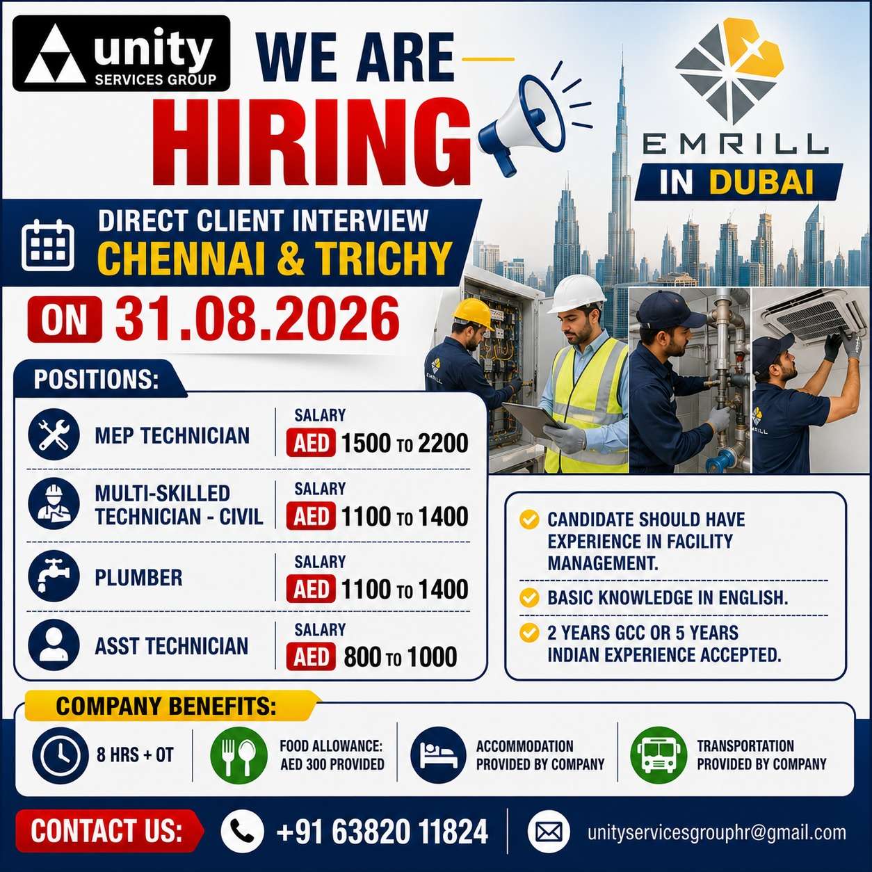 Emrill Dubai Jobs 2026 | MEP Technician & Plumber Jobs