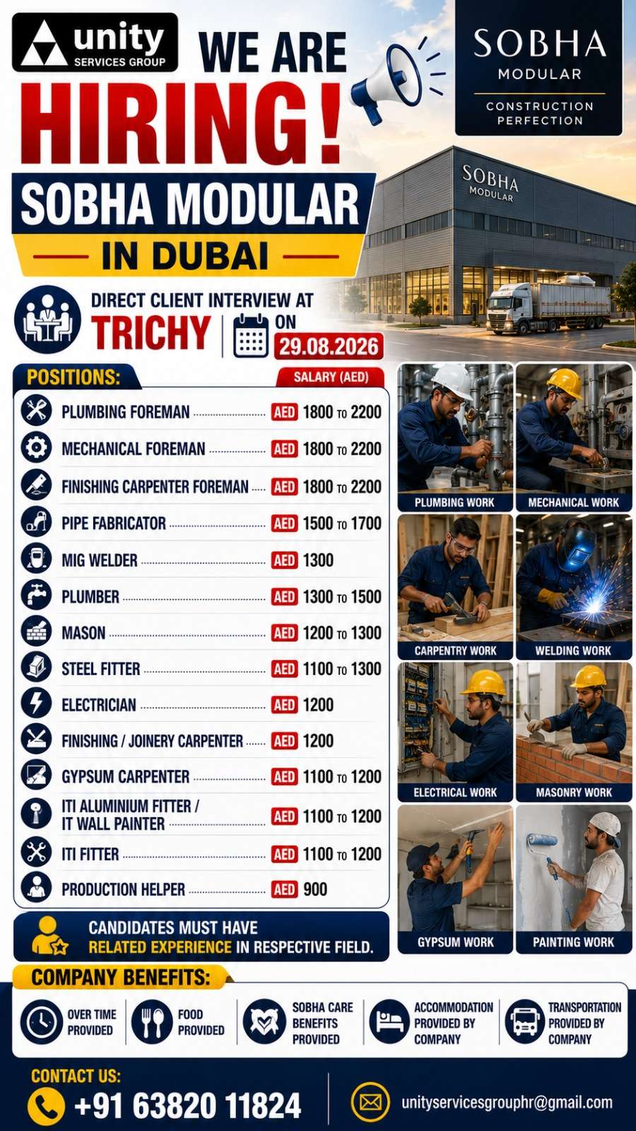 Sobha Modular Dubai Client Interview Trichy – Aug 29, 2026