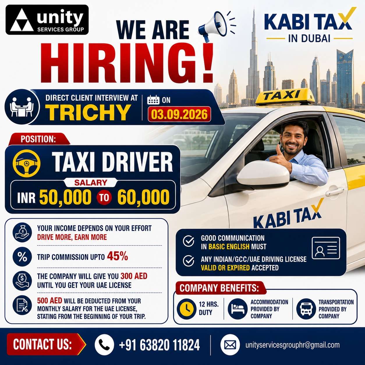 KABI TAX Dubai Taxi Driver Jobs | client interview on 03.09.2026