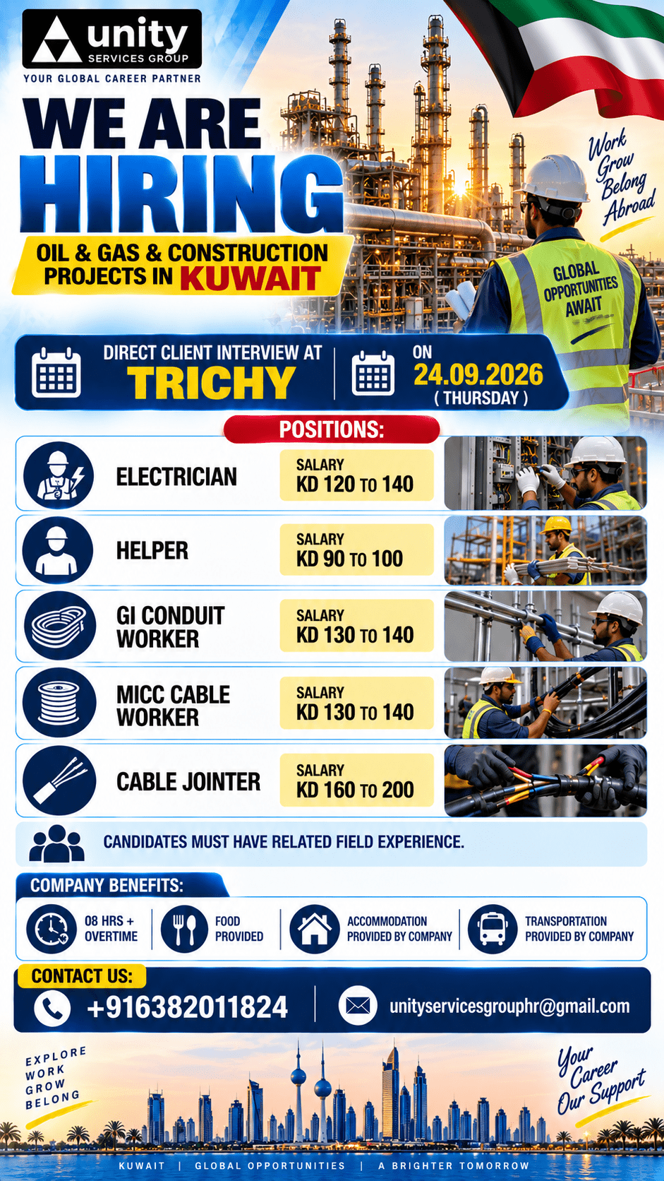 WE ARE HIRING OIL & GAS & CONSTRUCTION PROJECTS IN KUWAIT