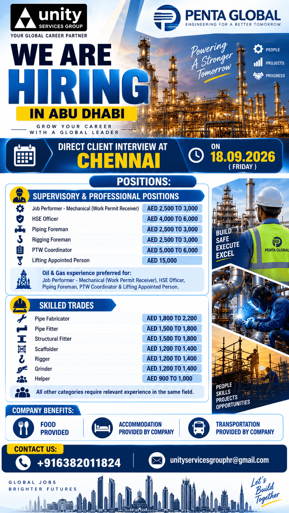 WE ARE HIRING FOR PENTA GLOBAL IN ABU DHABI
