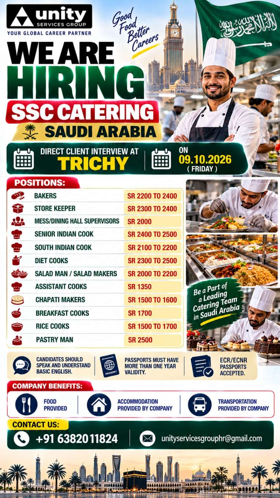 Saudi Arabia Catering Jobs 2026 | SSC Catering Jobs