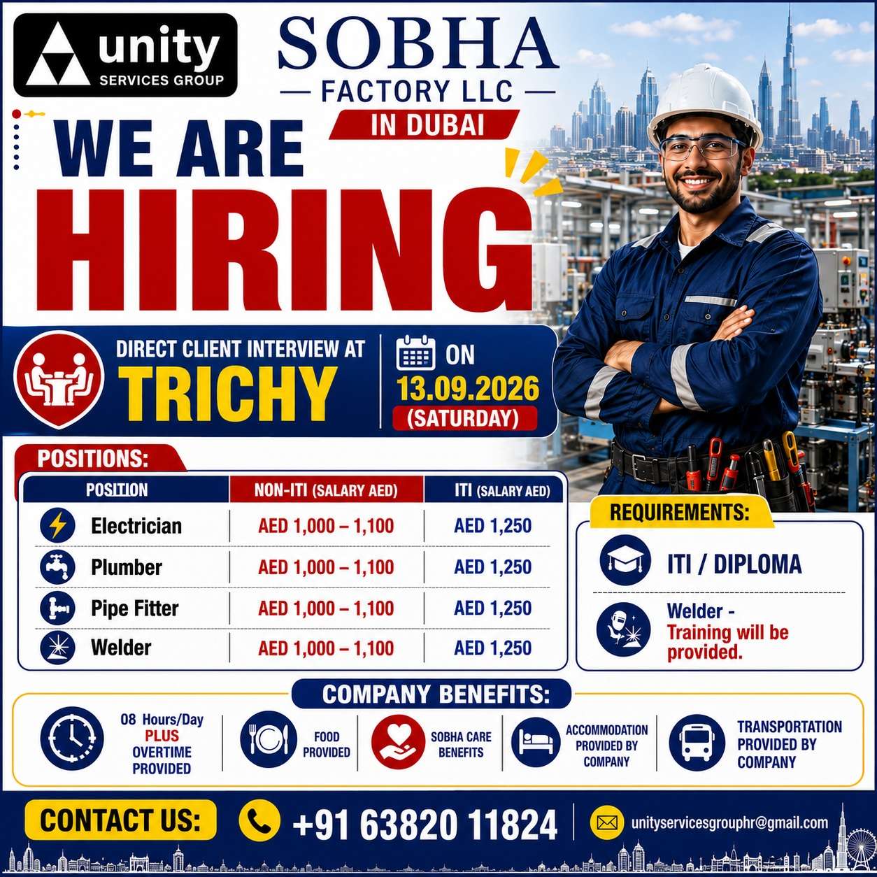 SOBHA Factory Dubai Jobs 2026 | Direct Client Interview in Trichy