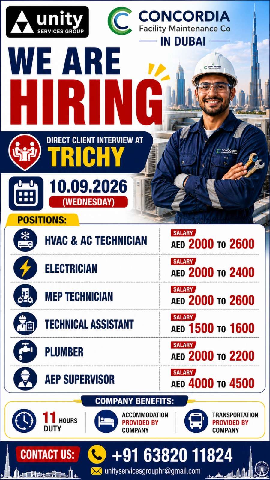 CONCORDIA Dubai Jobs 2026 – Direct Client Interview in Trichy
