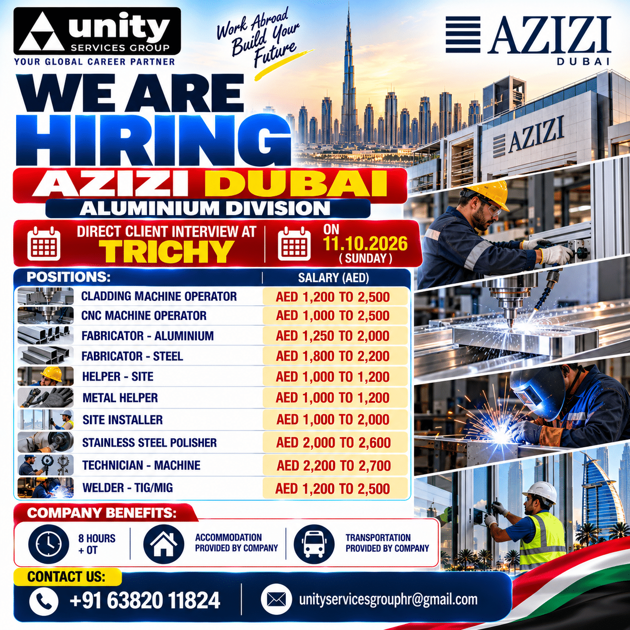 WE ARE HIRING FOR AZIZI DUBAI